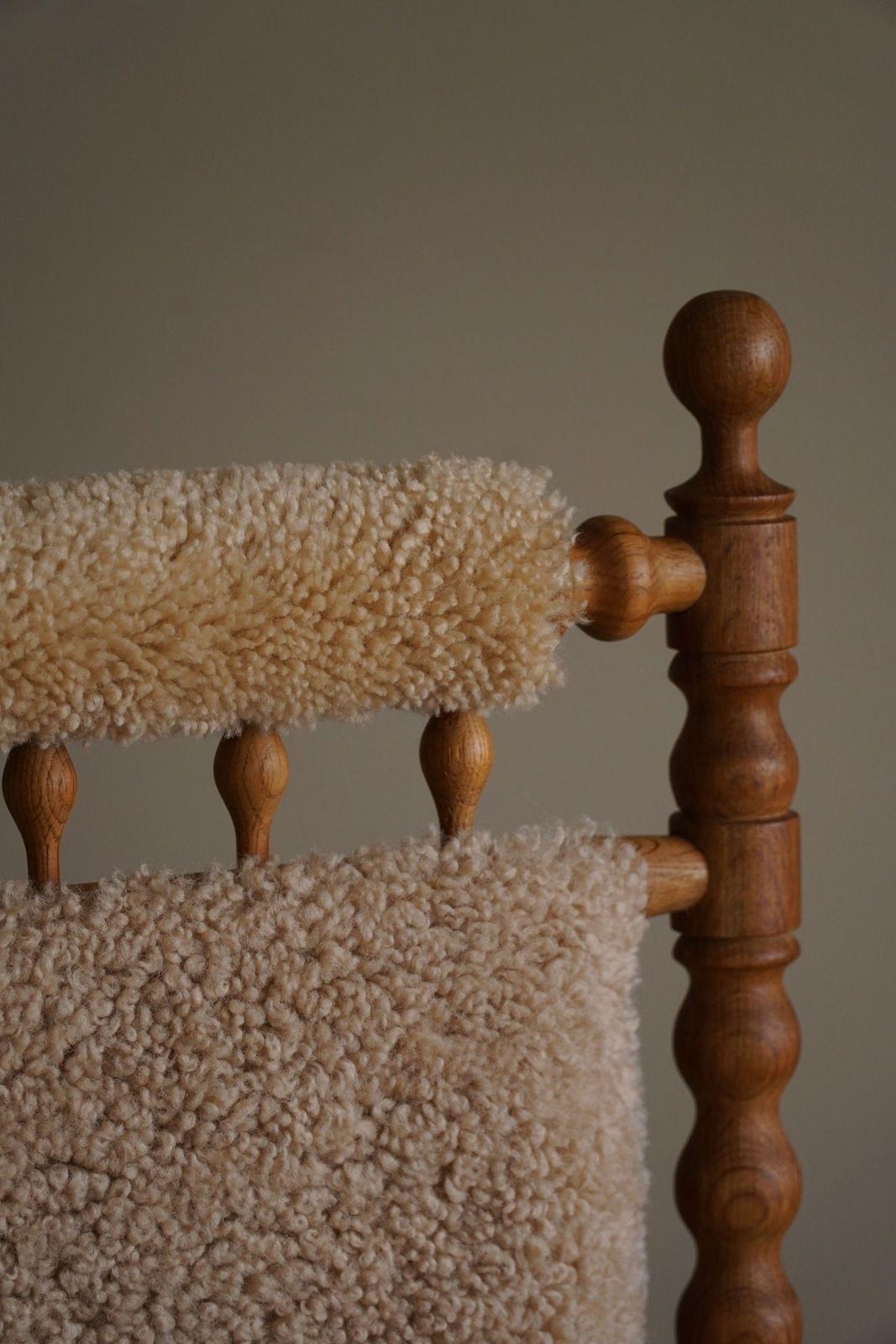 photo furniture Danish Modern Sculptural Pair Of Rocking Chairs Lambswool & Oak, Brutalism, 1950