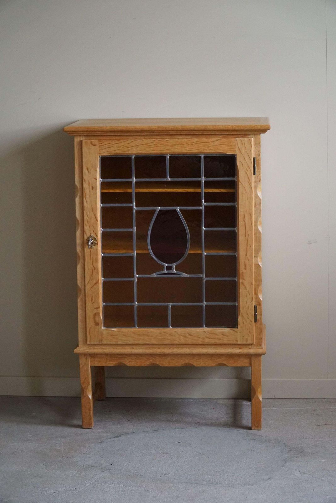 953.0 Mid Century, Small Oak Cabinet With Glass Front, Danish Cabinetmaker, 1960s photo