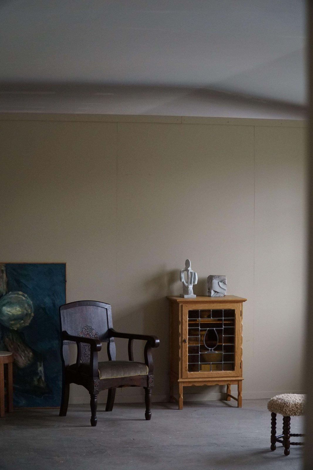 photo vinterior Mid Century, Small Oak Cabinet With Glass Front, Danish Cabinetmaker, 1960s