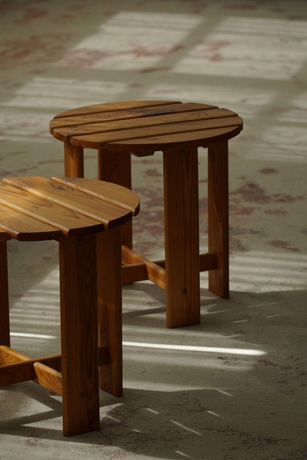 Furniture Pair Of Stools In Pine, By A Swedish Cabinetmaker, Mid Century Modern, 1960s photo