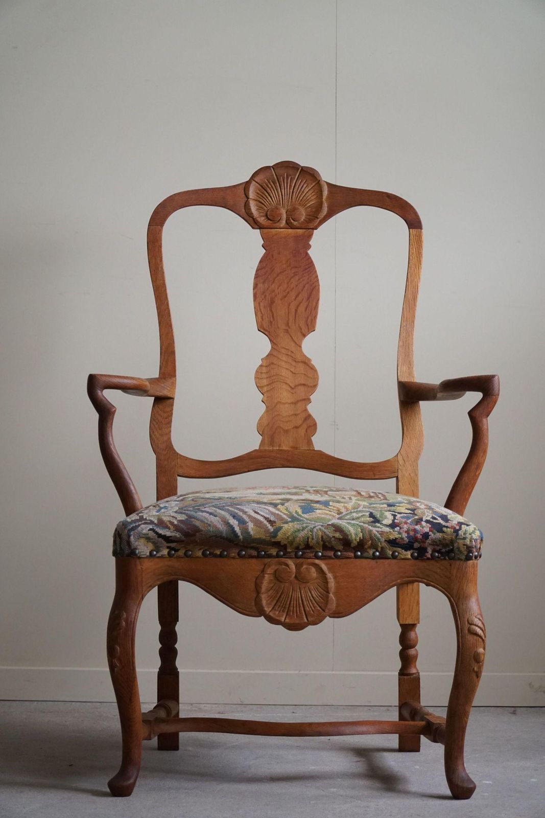 Classic Baroque Style Armchair In Oak, Made By A Danish Cabinetmaker, 1930s photo furniture