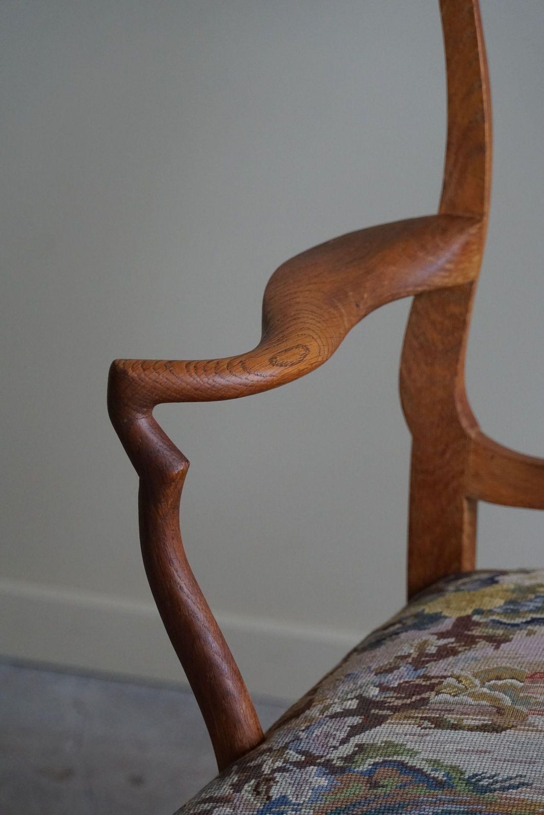Classic Baroque Style Armchair In Oak, Made By A Danish Cabinetmaker, 1930s photo for sale