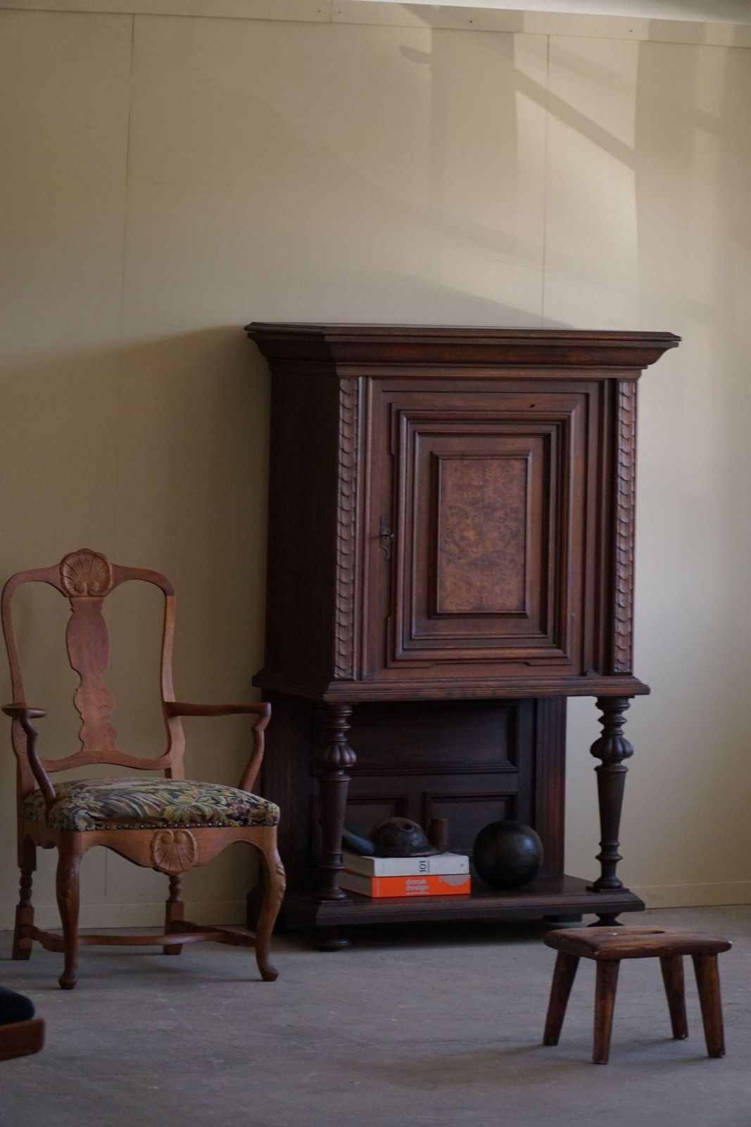 Baroque Style Cabinet In Oak & Birch, Made By A Danish Cabinetmaker, 1920s photo furniture