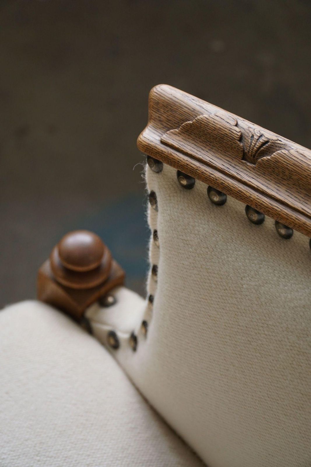 Sculptural 2 Seater Sofa In Oak & Wool, Danish "Skønvirke" Style, 1920s photo vintage