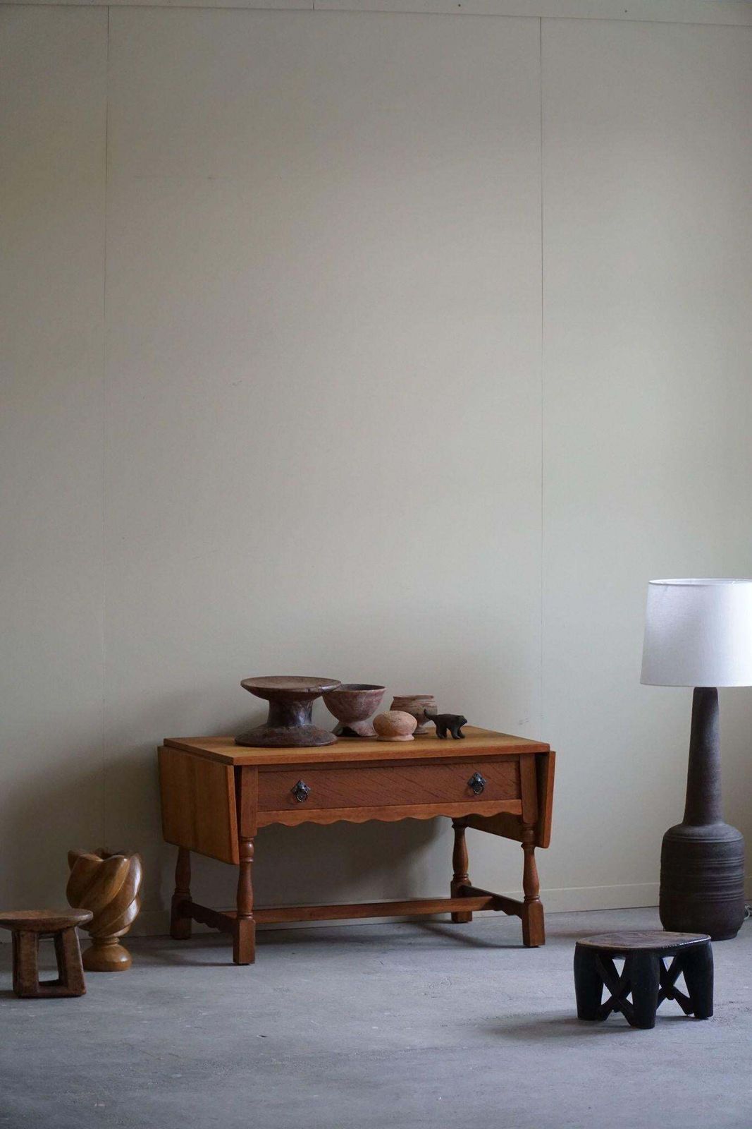 Danish Mid Century Folding Table With A Drawer In Oak, Henning Kjærnulf, 1960s photo furniture