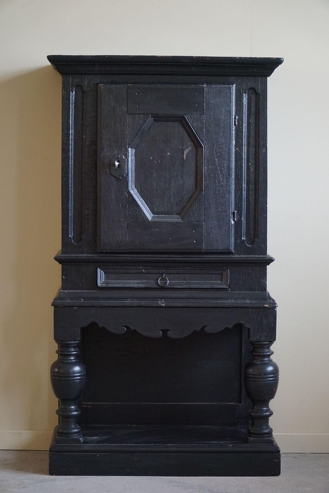 photo furniture 18th Century, Antique Black Painted Cabinet By A Danish Cabinetmaker, Baroque