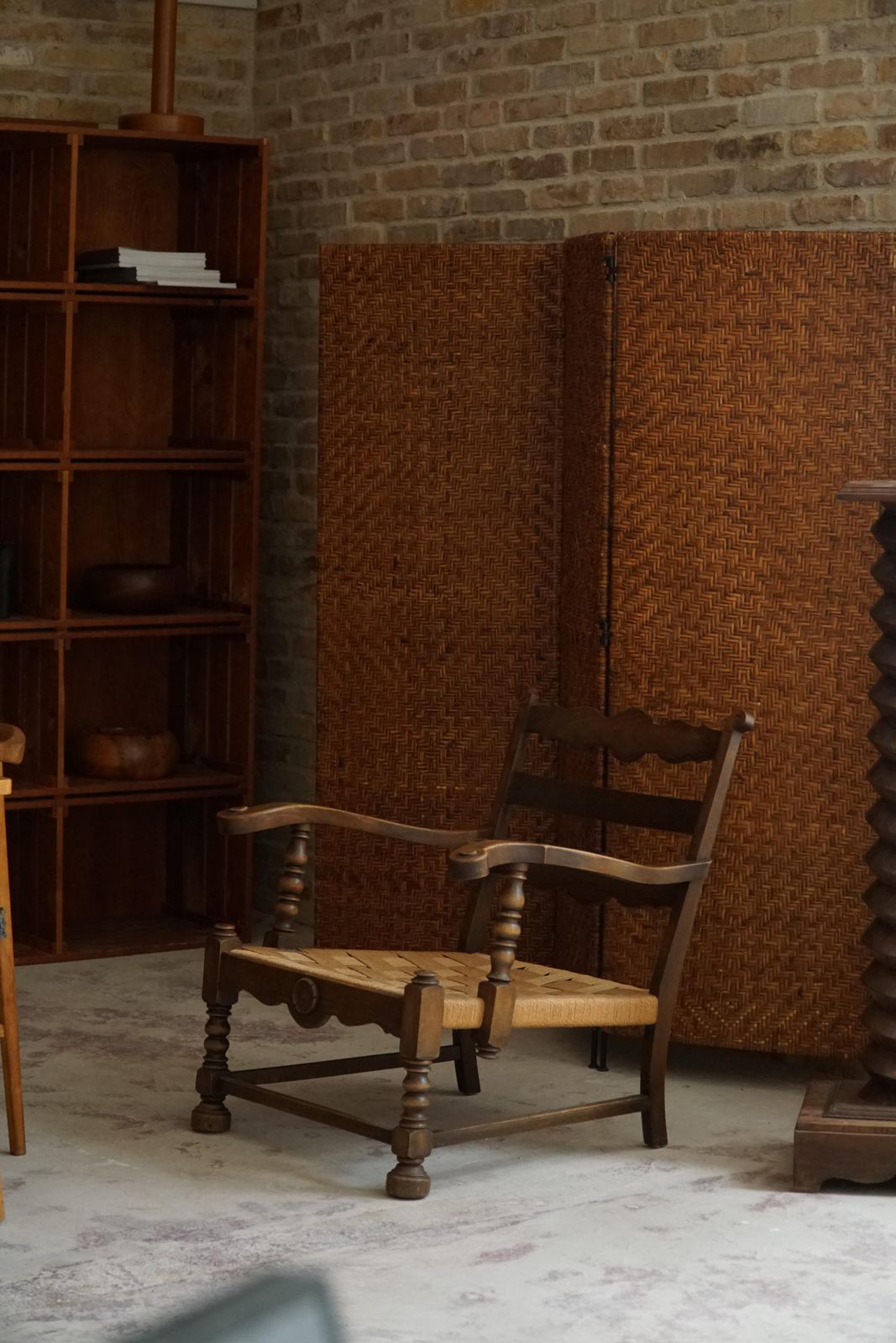 A Pair Of Danish Modern, Sculptural Vintage Armchair In Oak And Papercord, 1940s photo 1777.0