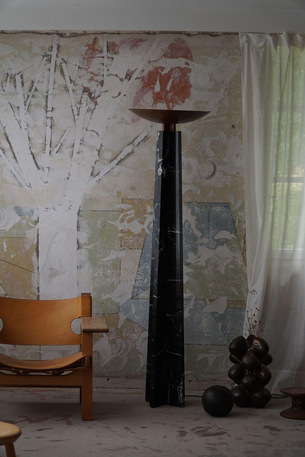 Massimo & Lella Vignelli, Floor Lamp In Copper & Marble, Wagneriana, Italy, 1986 photo furniture