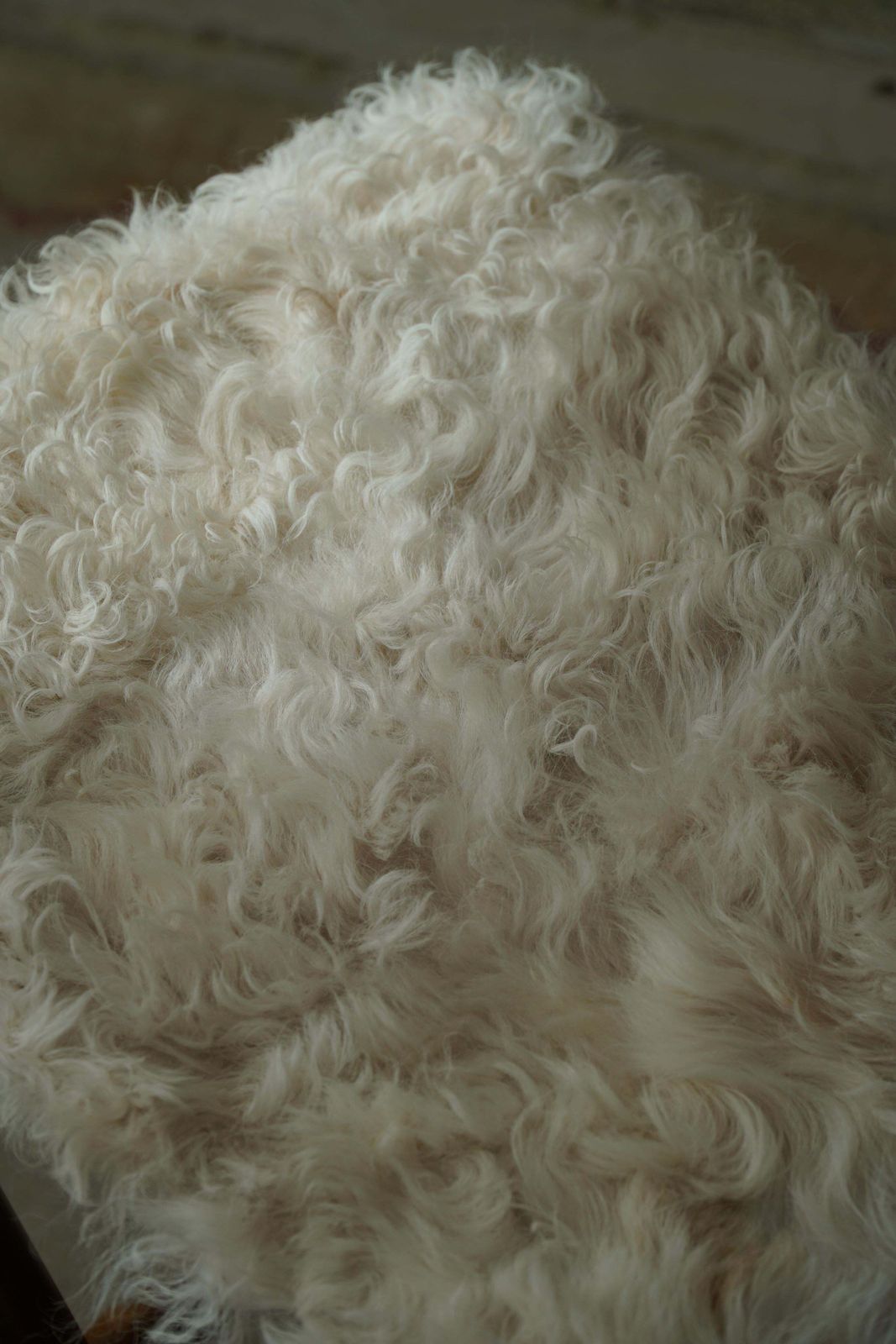 Foldable Stool, Reupholstered In Longhaired Sheepskin, Mid Century Modern, 1950s photo 565.0