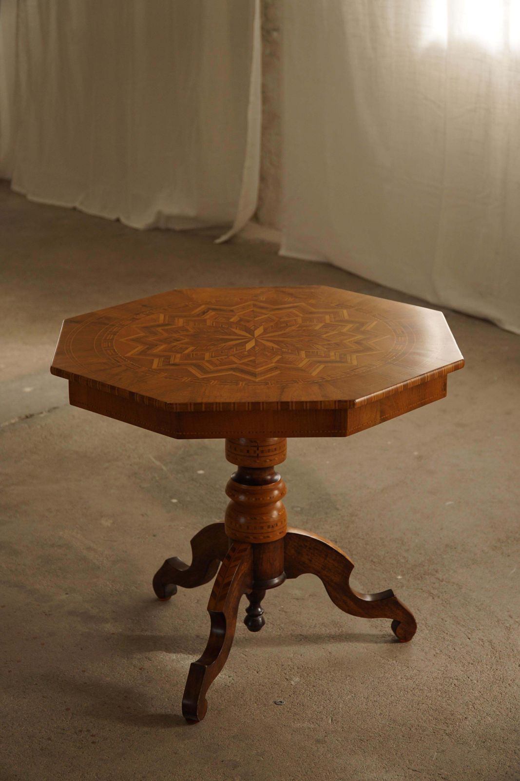 Danish Art Deco, Octagon Side Table In Birch With Intarsia Top, 1940s photo buy