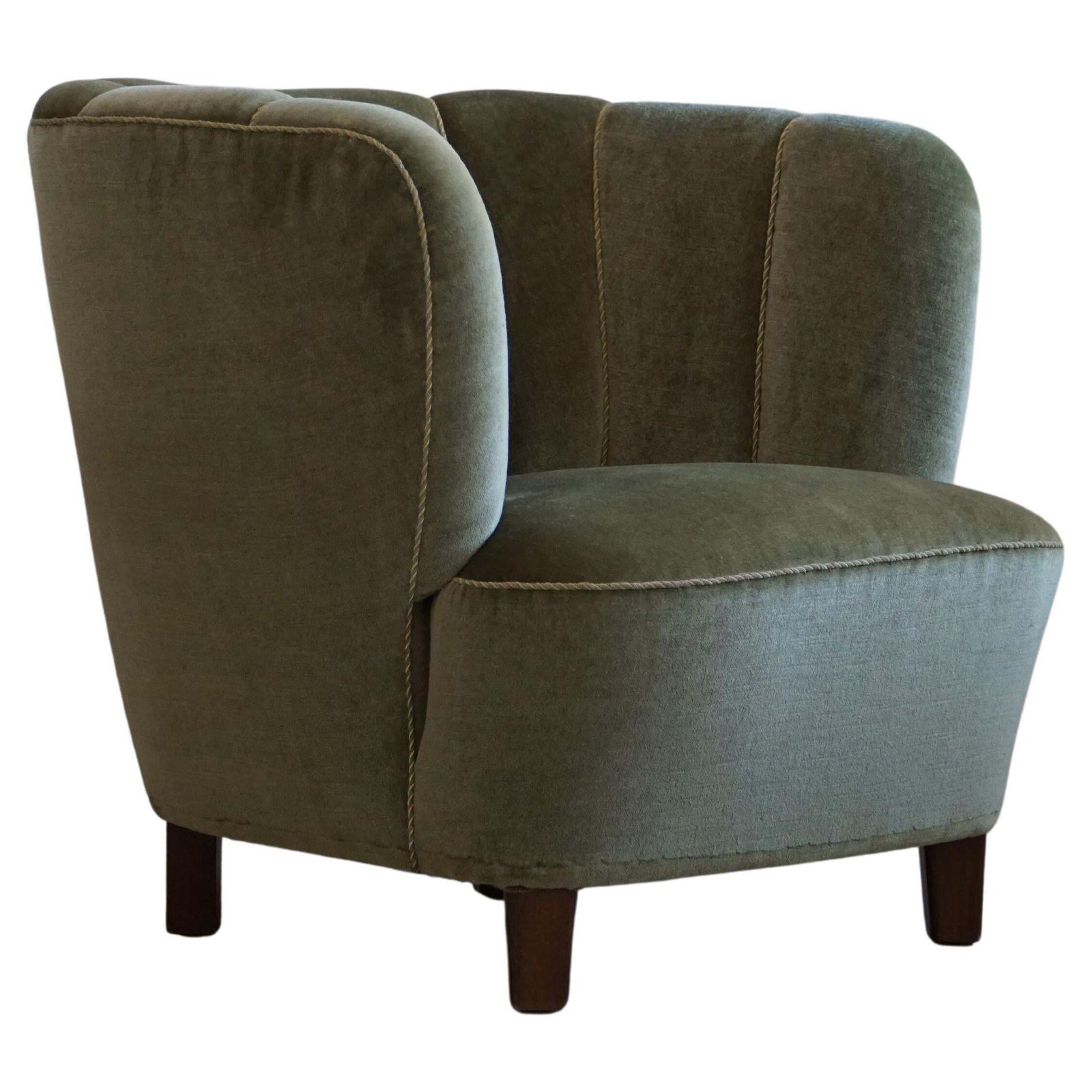 Danish Midcentury, Curved Club Chair, Viggo Boesen Style, 1940s