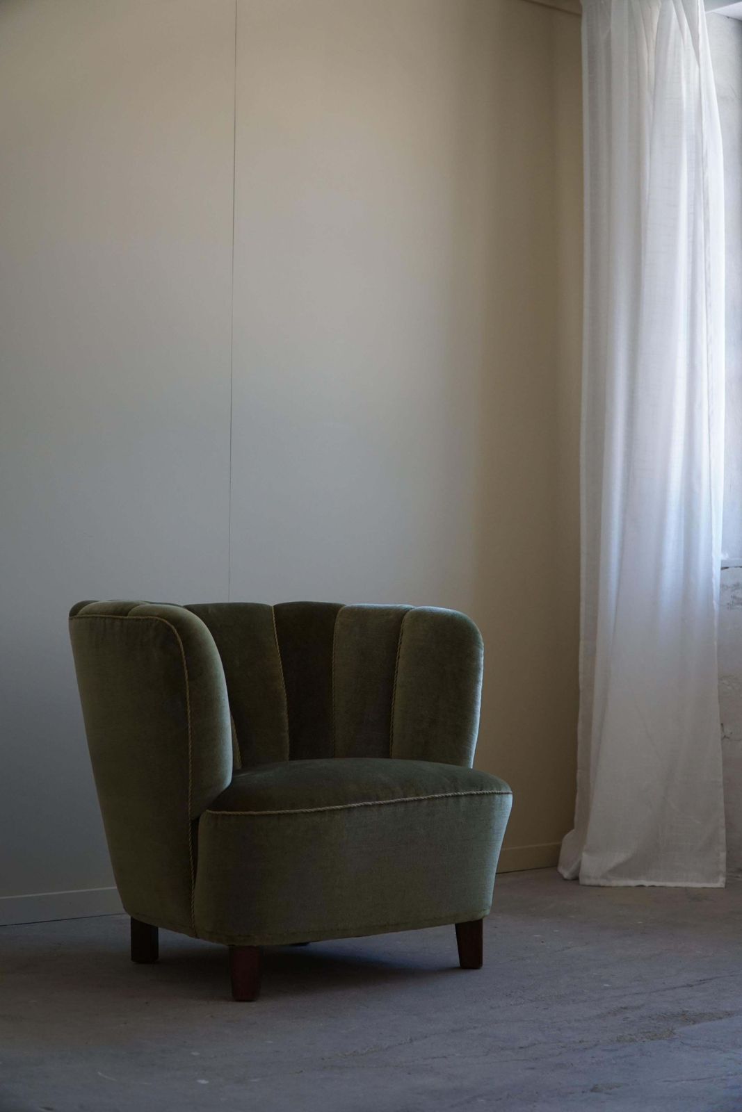 Danish Midcentury, Curved Club Chair, Viggo Boesen Style, 1940s photo for sale