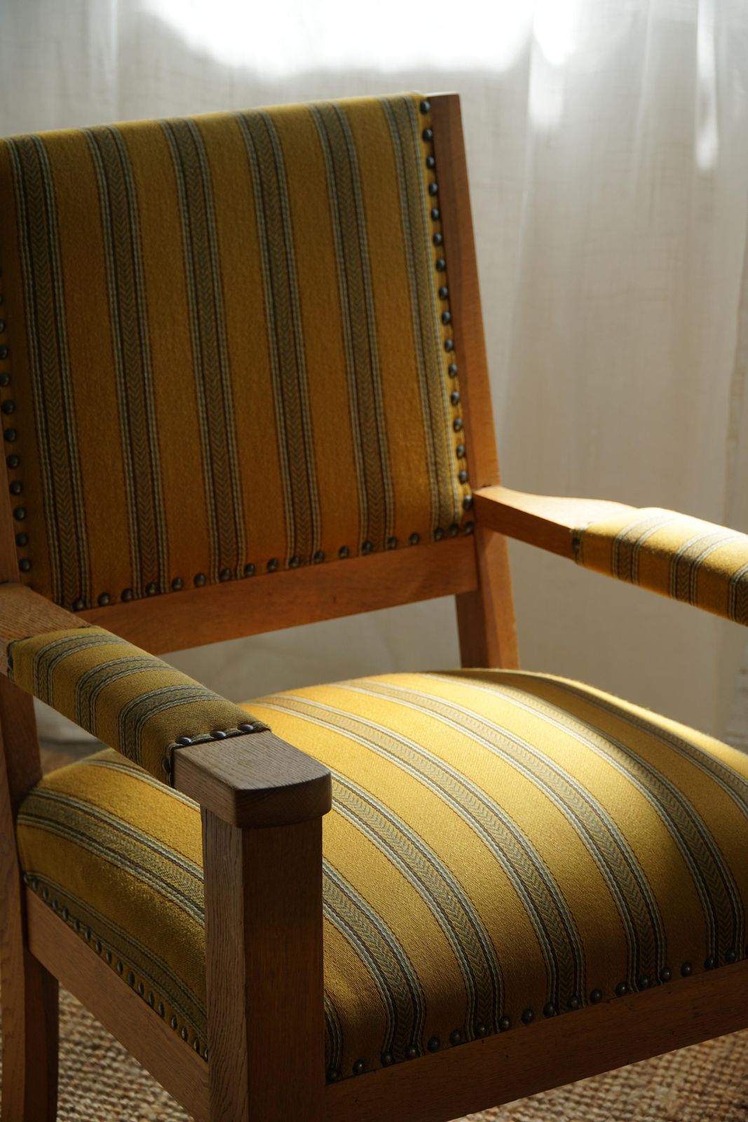 Pair Of Art Deco Armchairs In Oak & Fabric, Danish Cabinetmaker, 1940s photo vinterior