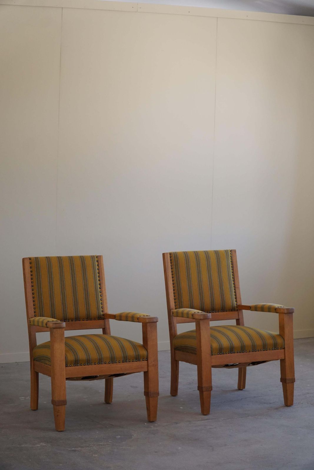 Pair Of Art Deco Armchairs In Oak & Fabric, Danish Cabinetmaker, 1940s photo buy