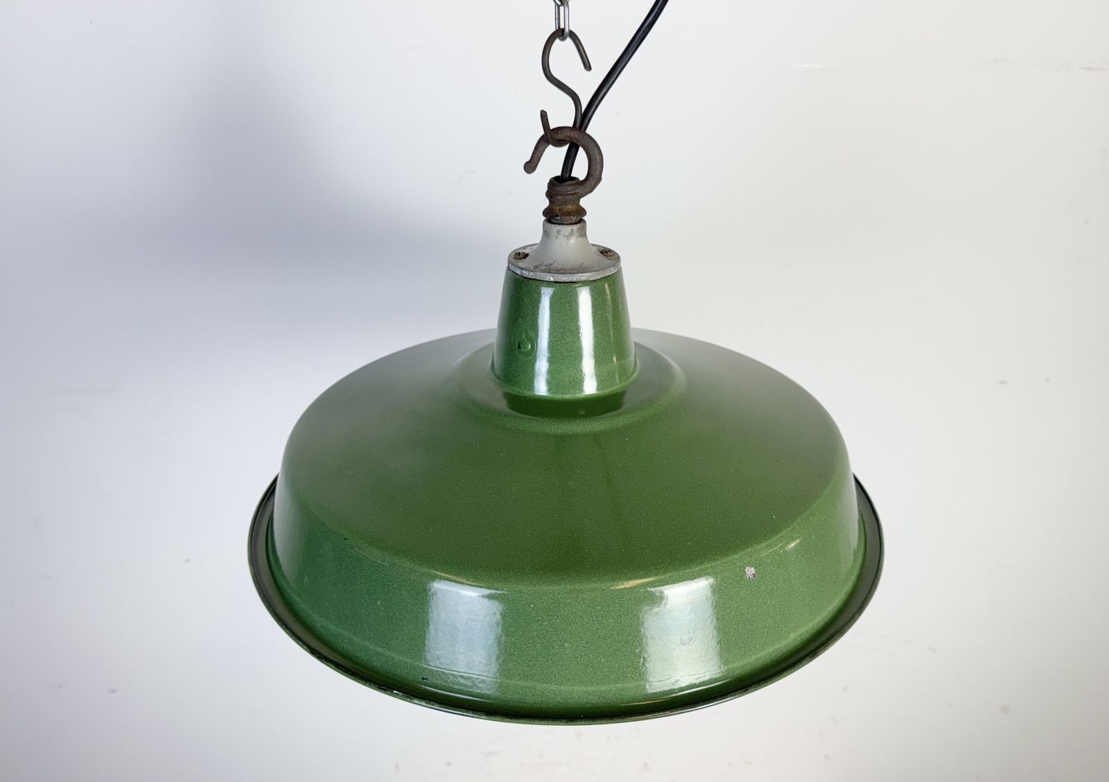 Industrial Green Enamel Factory Pendant Lamp, 1960s photo buy