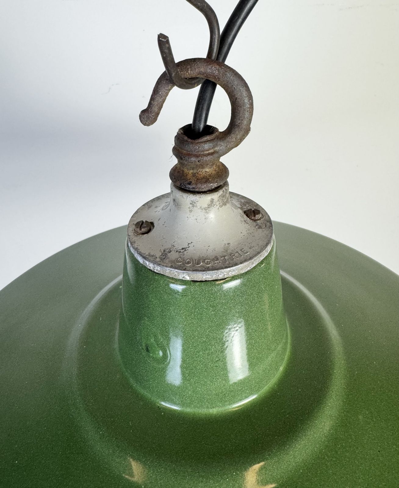 photo furniture Industrial Green Enamel Factory Pendant Lamp, 1960s