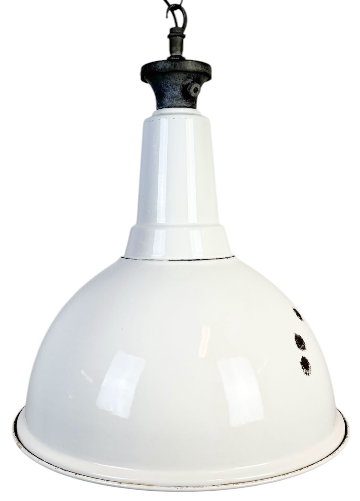 Large Industrial British White Enamel Factory Pendant Lamp From Benjamin, 1960s, 3x