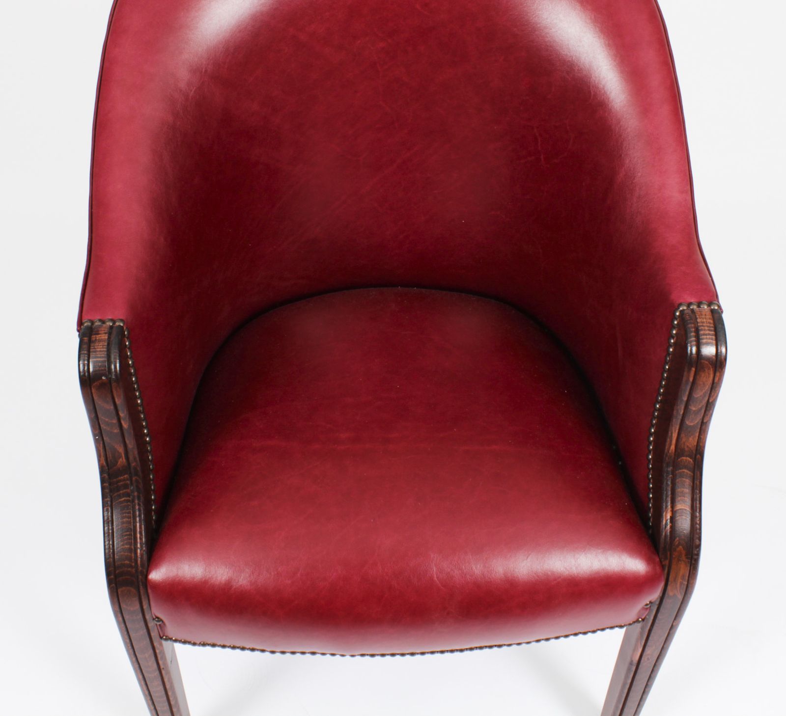 Bespoke English Handmade Leather Desk Chair Burgundy photo vinterior