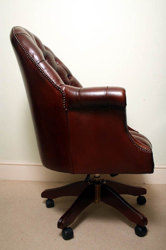 Bespoke English Hand Made Leather Directors Desk Chair Dark Brown photo 2250.0