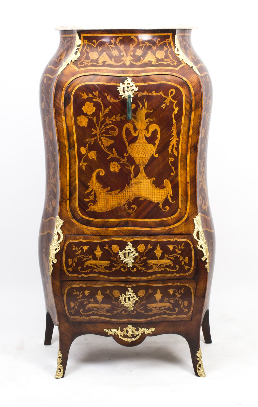Antique French Rococo Revival Marquetry Secretaire A Abattant C 1850 photo furniture