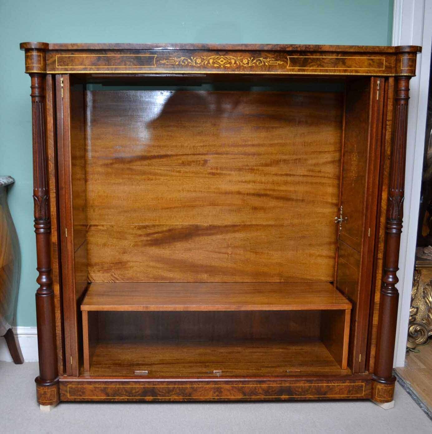 photo vintage Bespoke Inlaid Burr Walnut Tv Plasma Hi Fi Stereo Cabinet