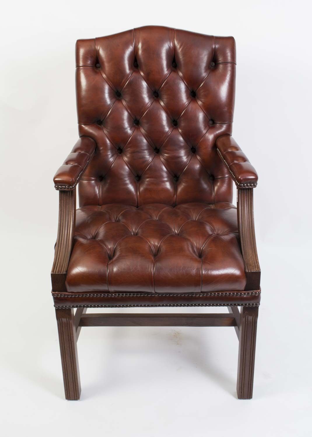 Bespoke English Handmade Gainsborough Leather Desk Chair photo furniture