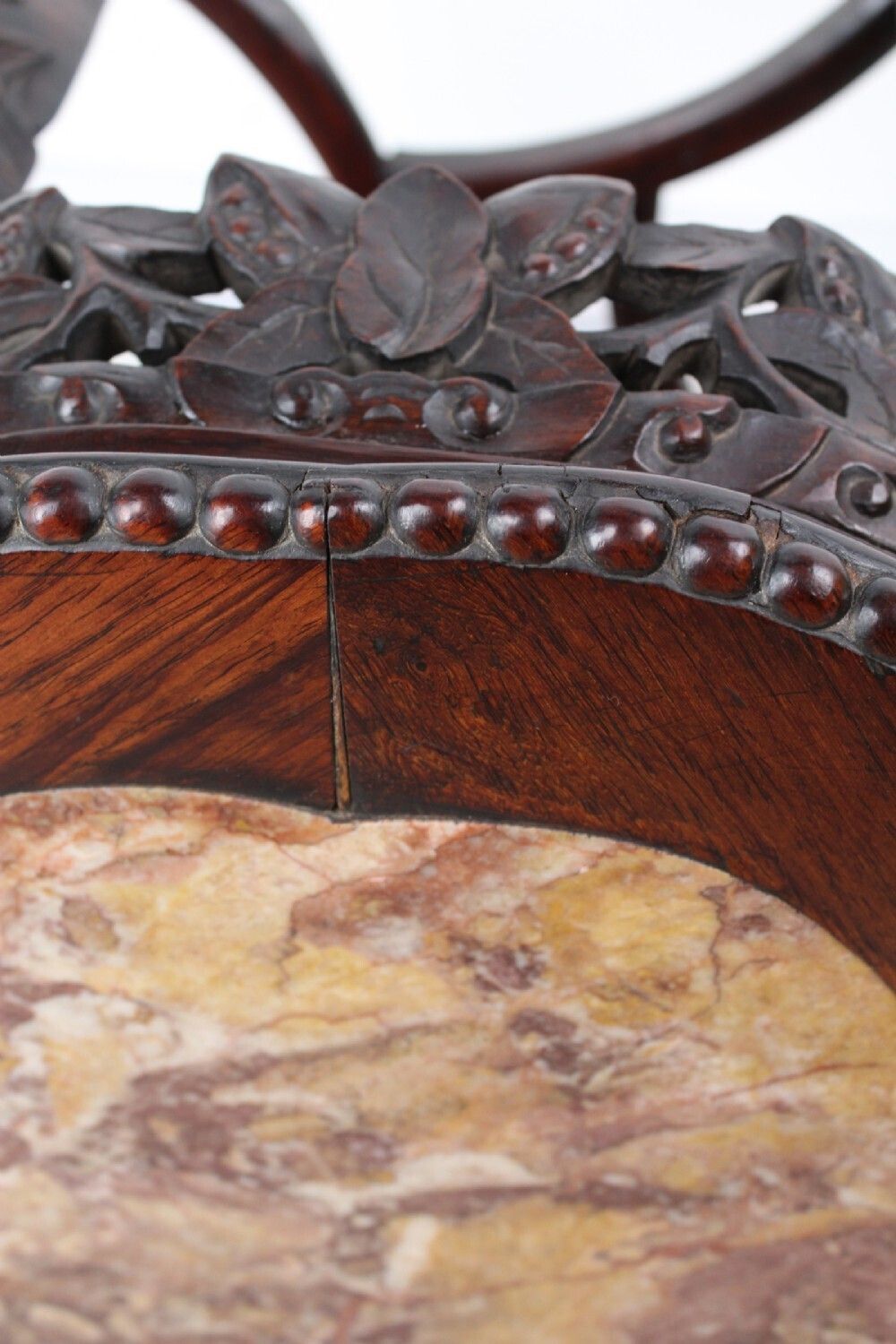 Antique Chinese Rosewood Marble Top Lamp Table photo vinterior