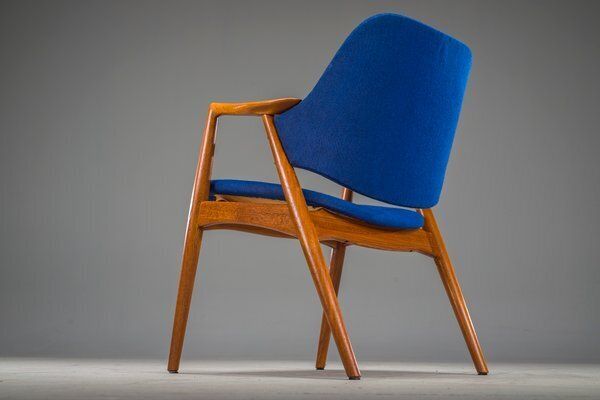 Armchair In Blue And Teak By Alf Svensson For Dux, 1960s photo 567.0