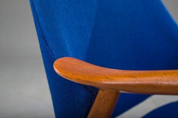 Furniture Armchair In Blue And Teak By Alf Svensson For Dux, 1960s photo