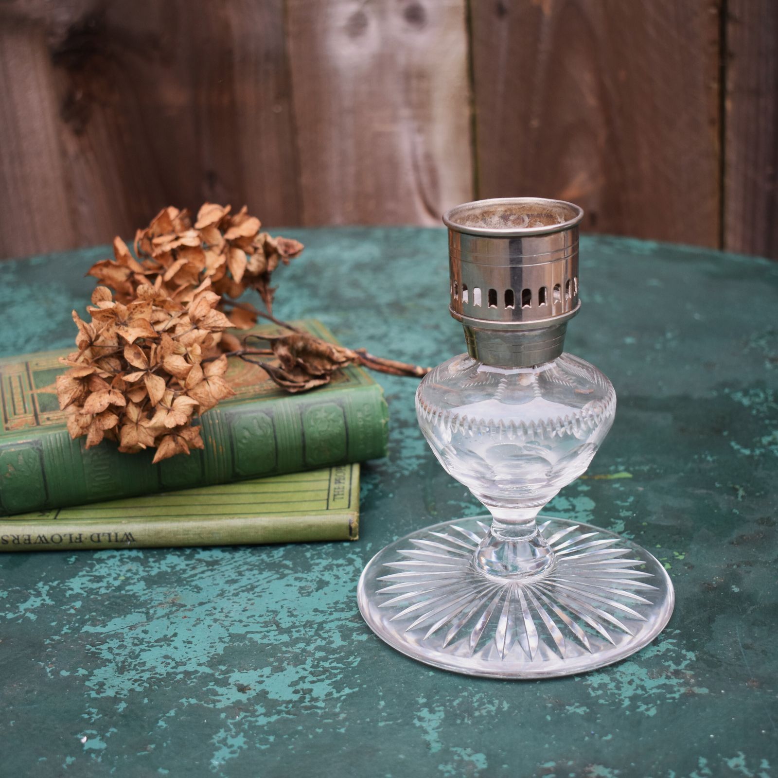 photo furniture Antique Vintage Thomas Webb & Sons Lead Crystal Silver Plate Candlestick