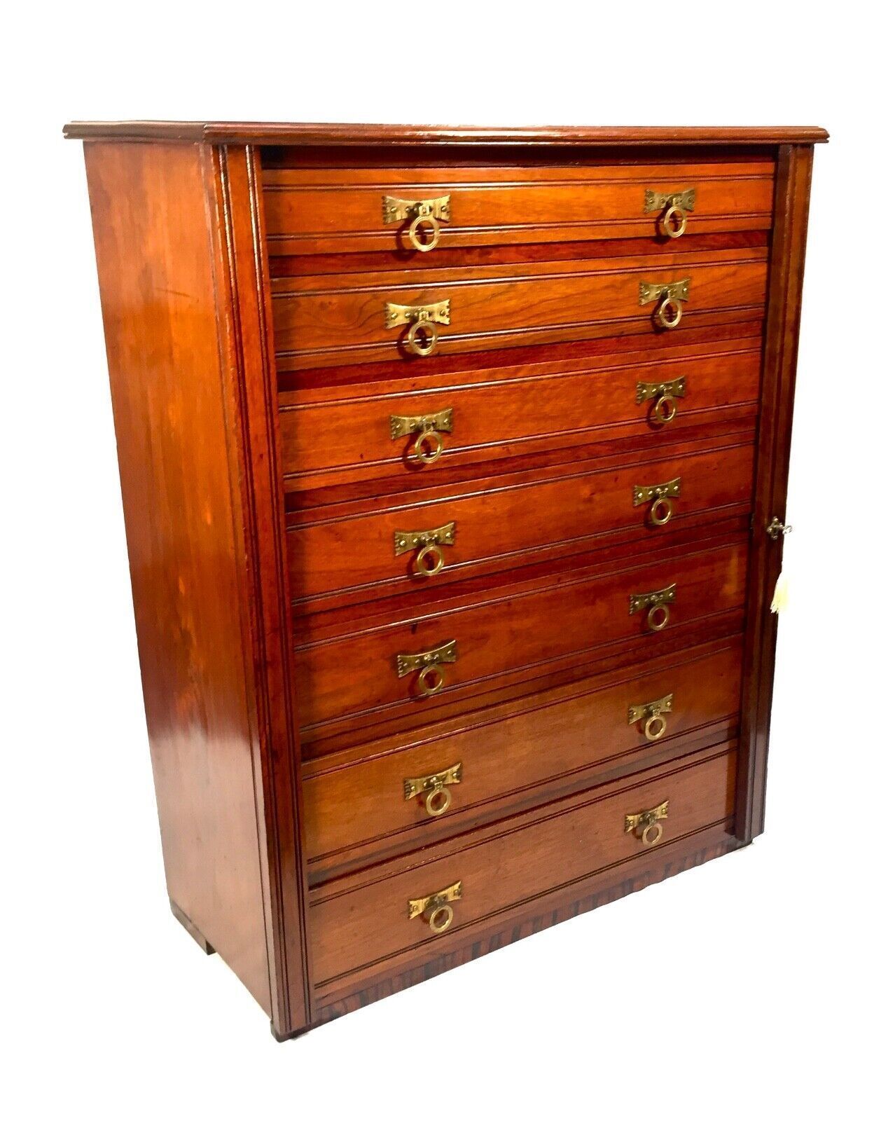 Antique Mahogany Wood Victorian Architects Plan Chest Of Drawers / Cabinet 1880 photo for sale