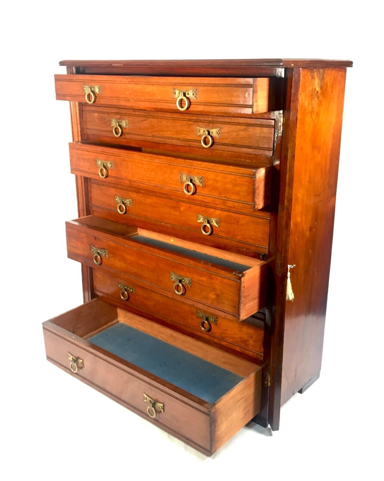 Antique Mahogany Wood Victorian Architects Plan Chest Of Drawers / Cabinet 1880 photo vintage