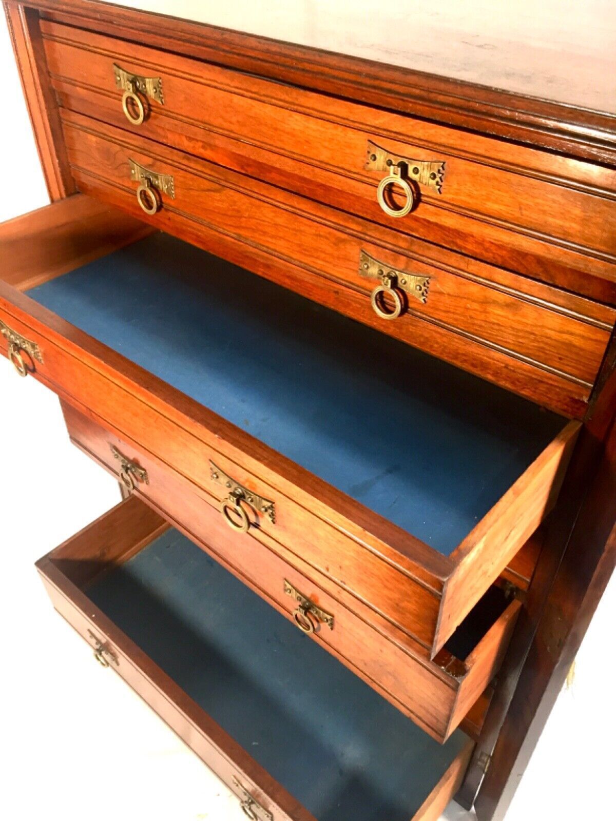 photo furniture Antique Mahogany Wood Victorian Architects Plan Chest Of Drawers / Cabinet 1880