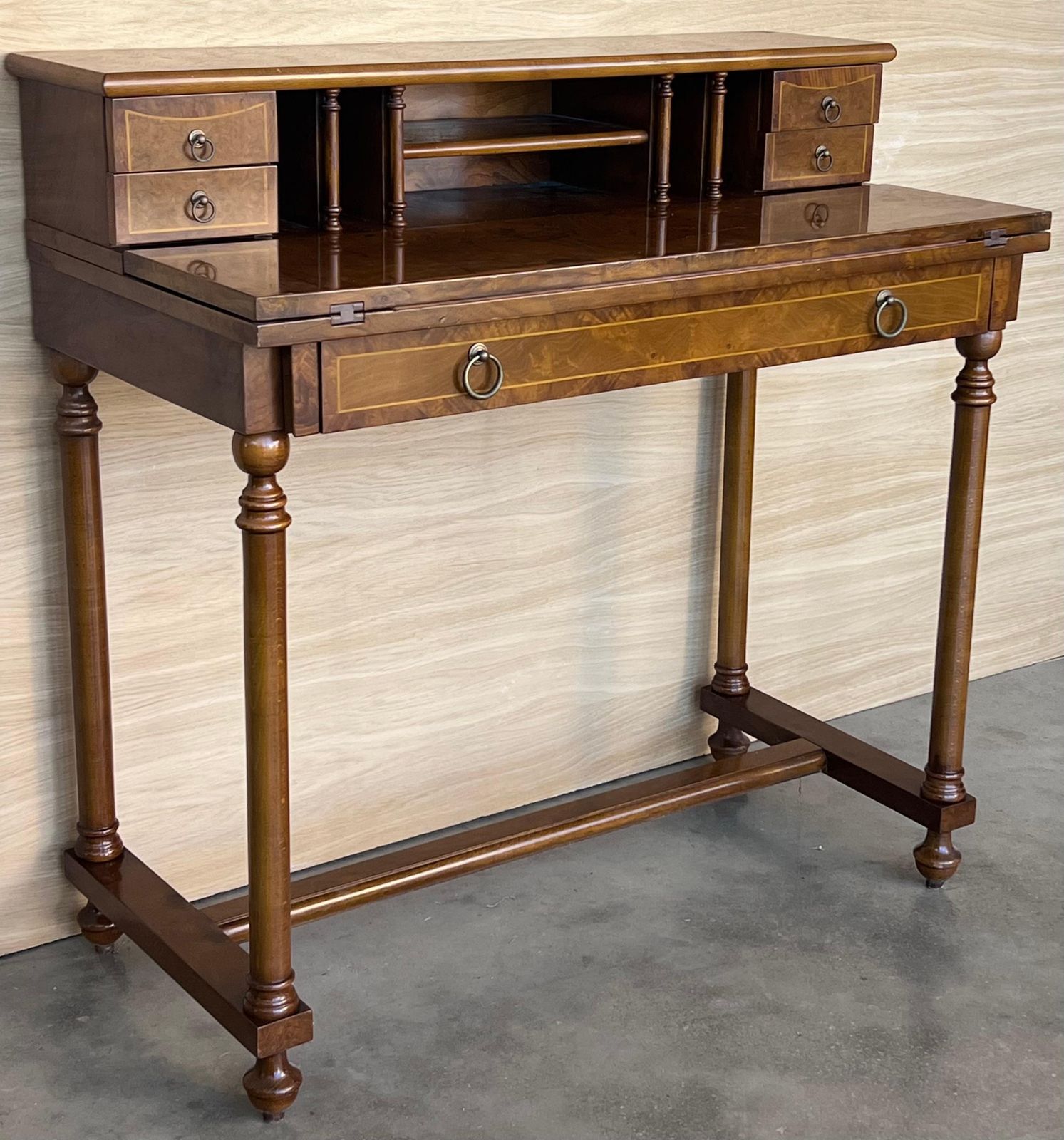 Early 20th Century French Walnut Venner Desk, 1940s photo buy