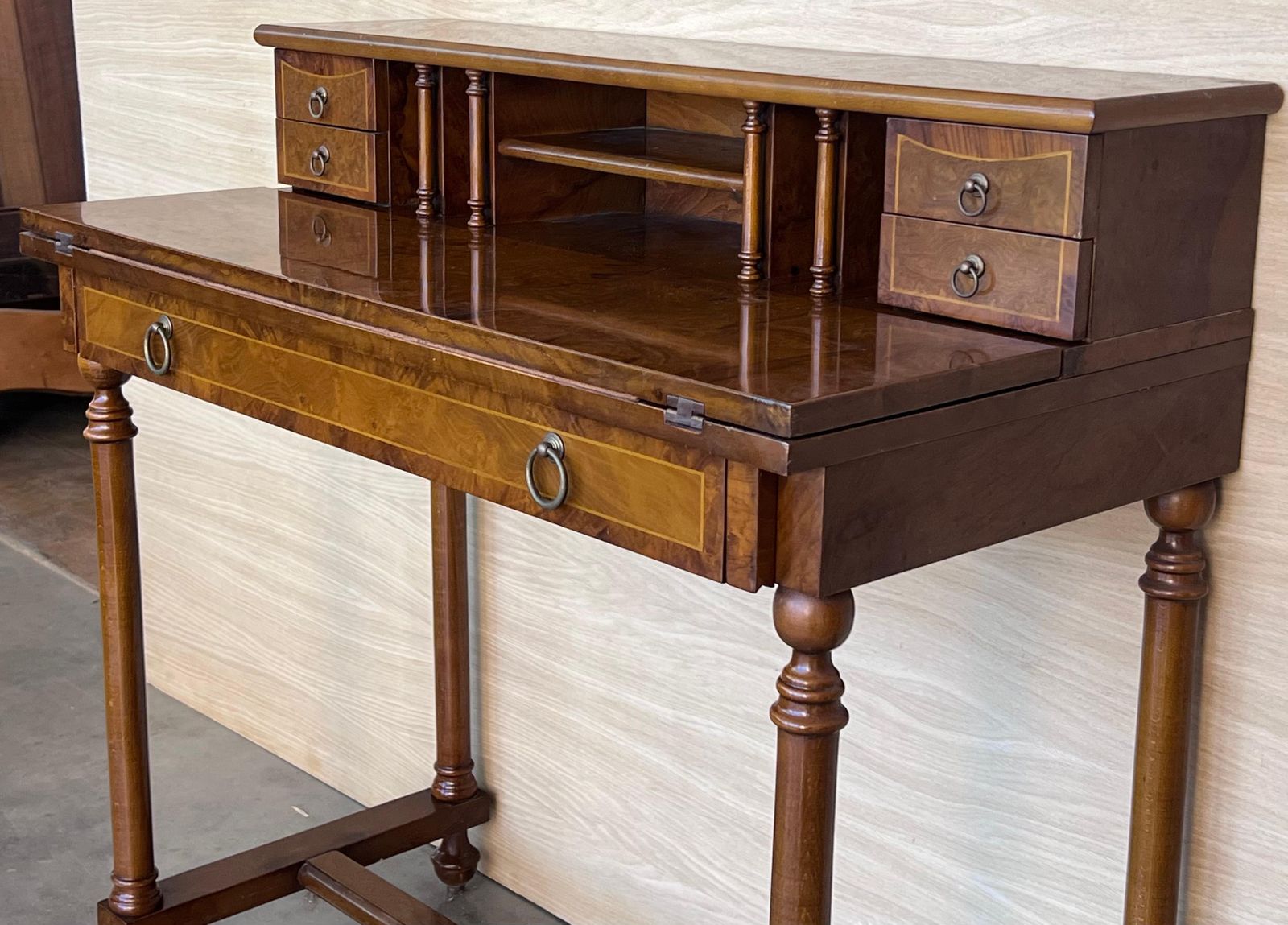 photo for sale Early 20th Century French Walnut Venner Desk, 1940s