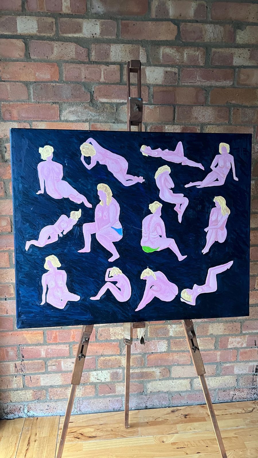 Contemporary Oil Painting On Stretched Canvas – Abstract Nude Study photo furniture