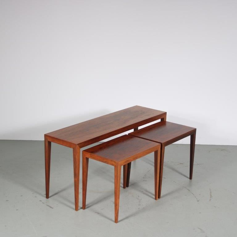 Furniture Severin Hansen Nesting Tables For Haslev, Denmark 1960 photo