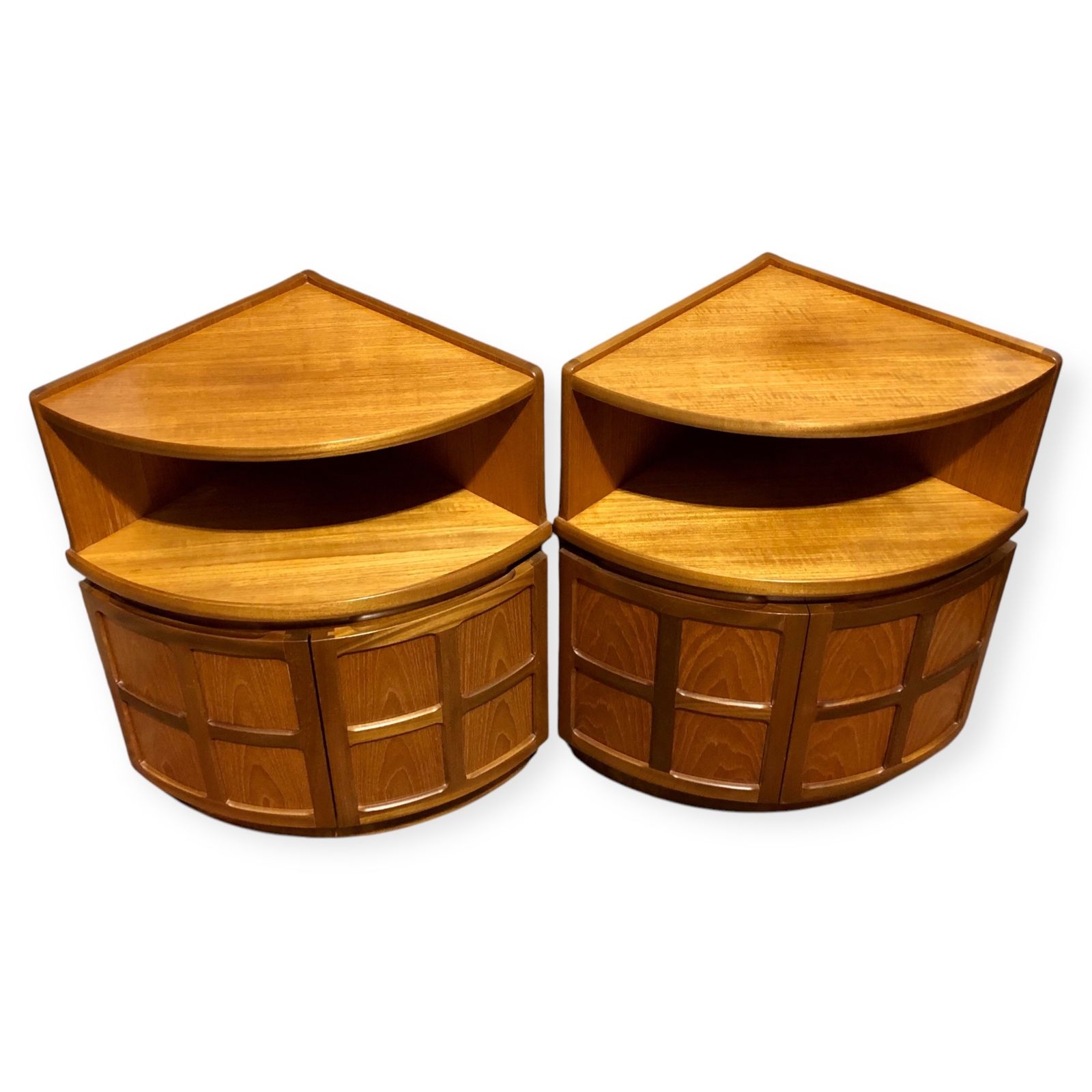 A Handsome Pair Of Retro Teak Corner Cabinets By Nathan photo Furniture