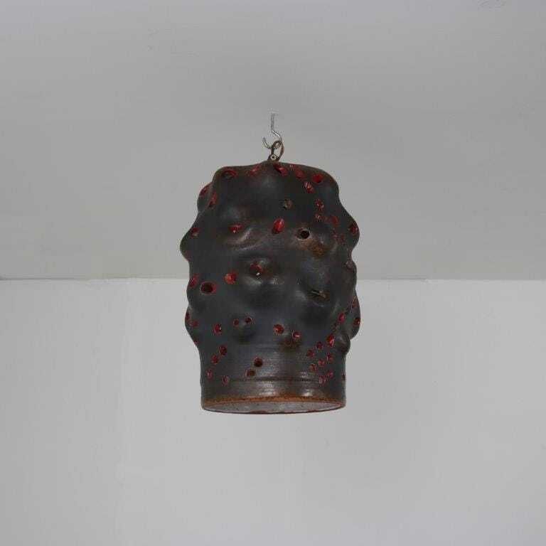 1960s Free Form Ceramics Hanging Lamp From The Netherlands photo for sale