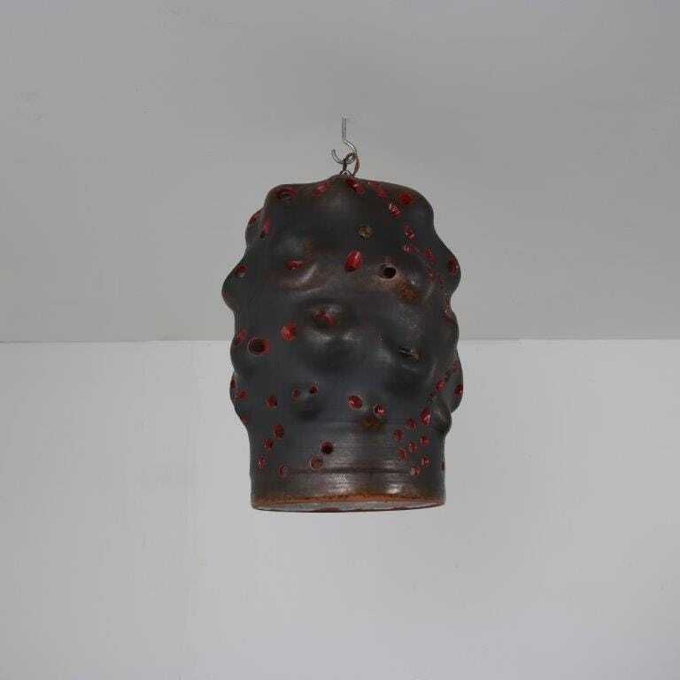 1960s Free Form Ceramics Hanging Lamp From The Netherlands photo Lighting