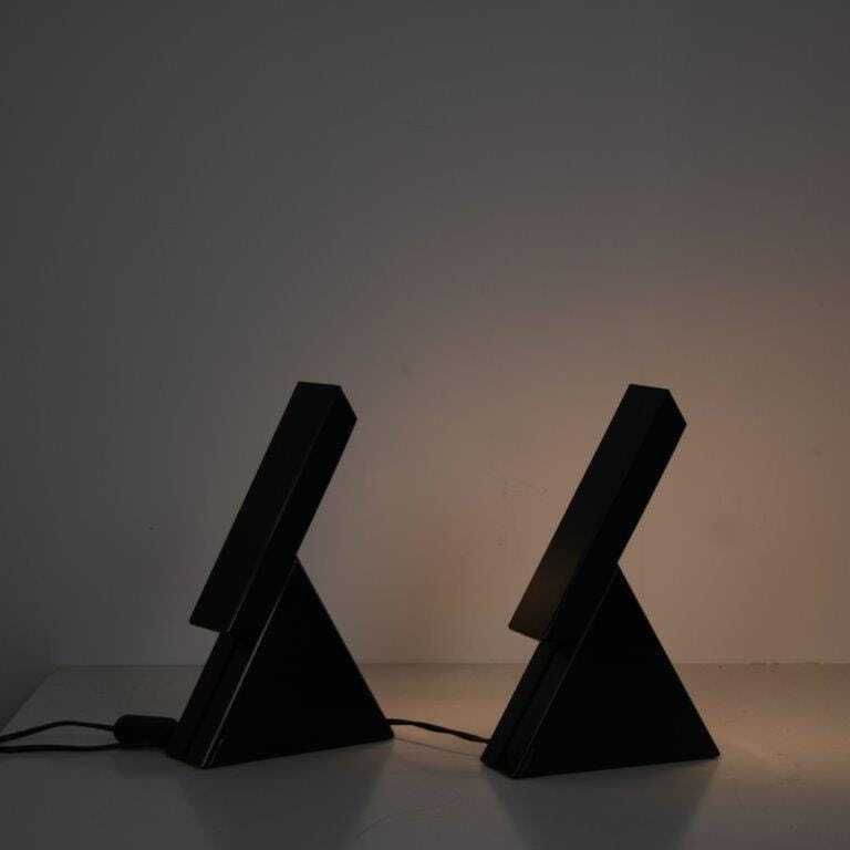 1980s Pair Of Delta Table Lamps By Mario Bertorella For Jm Rdm Italy photo Lighting