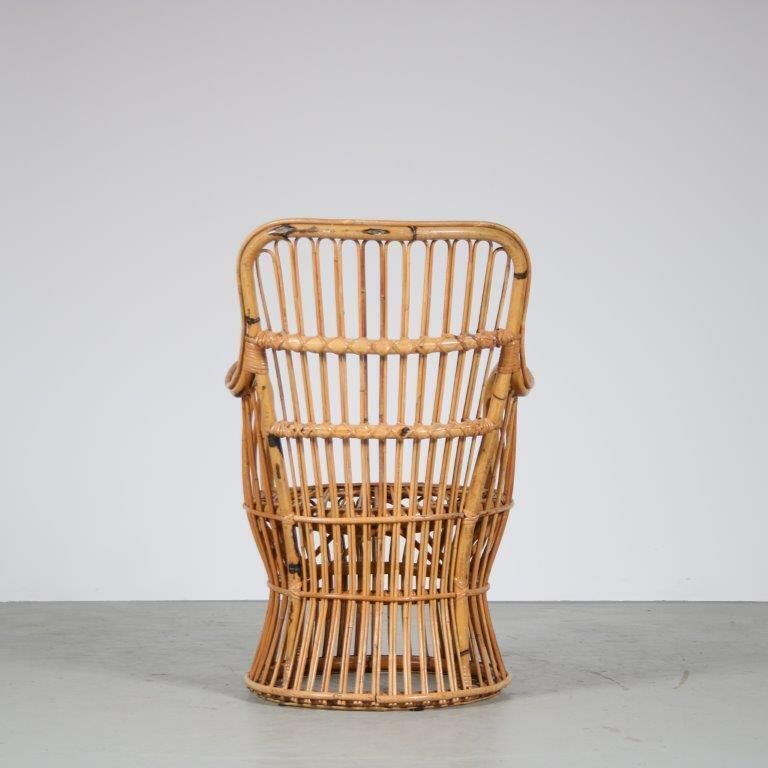 1950s Small Rattan Armchair From The Netherlands photo vintage
