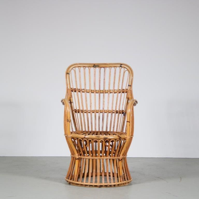 photo furniture 1950s Small Rattan Armchair From The Netherlands