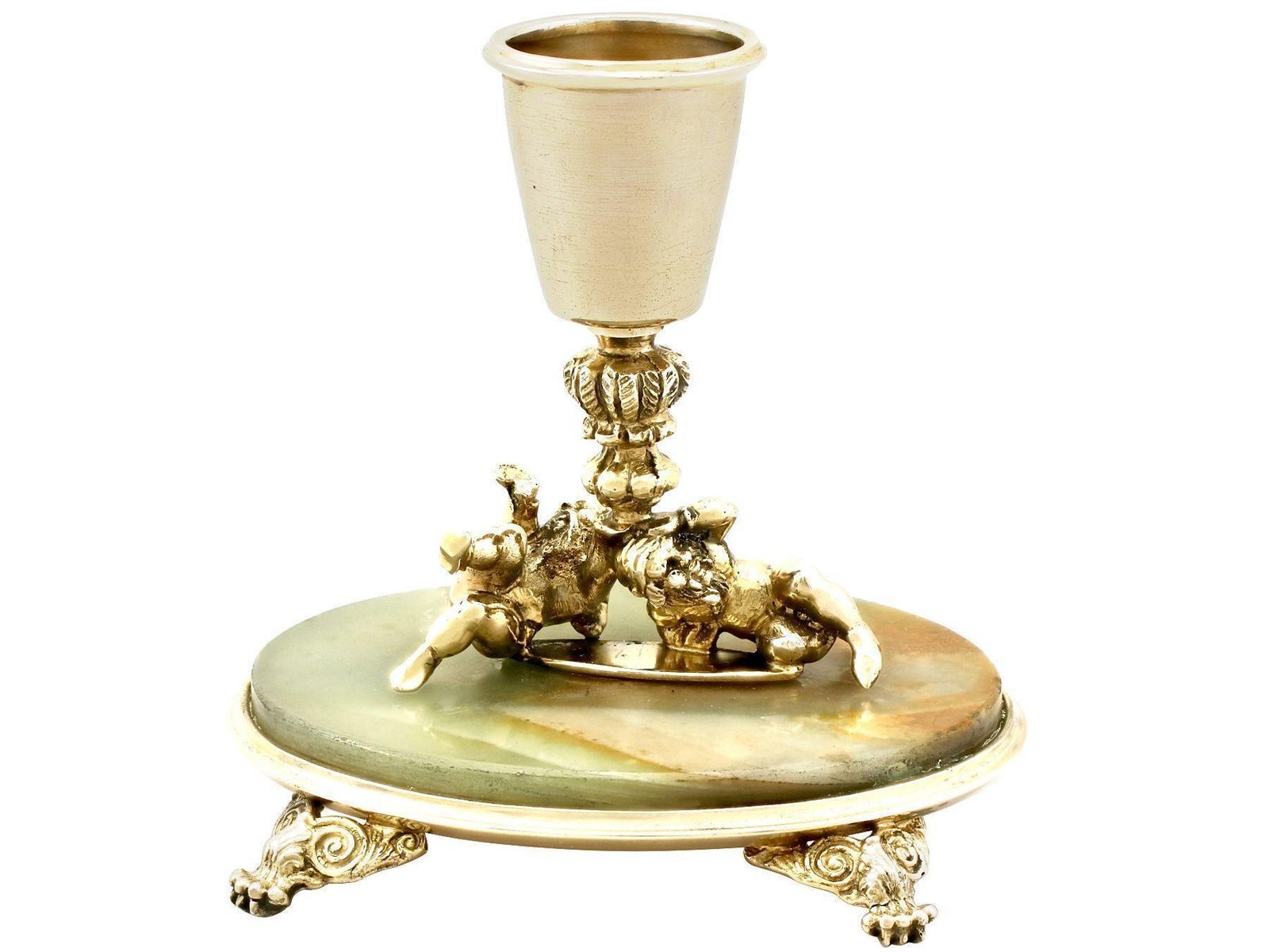 Antique Italian Silver Gilt And Marble Candlesticks photo buy