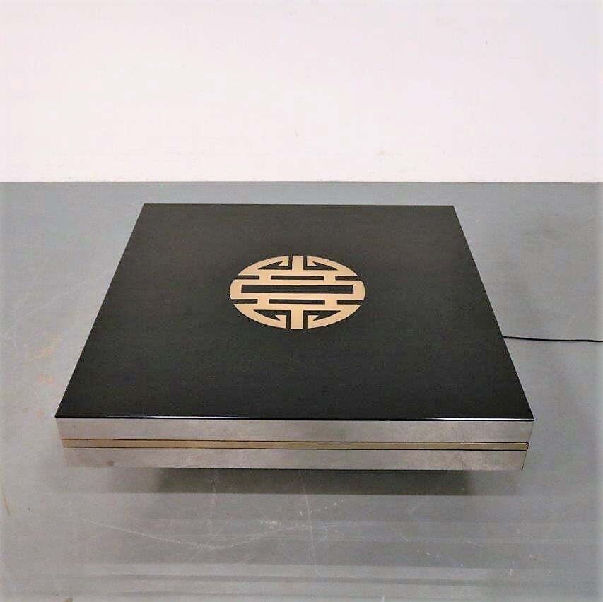 Square Uplighter Coffee Table In The Style Of Maria Sabot, Belgium 1970 photo vintage