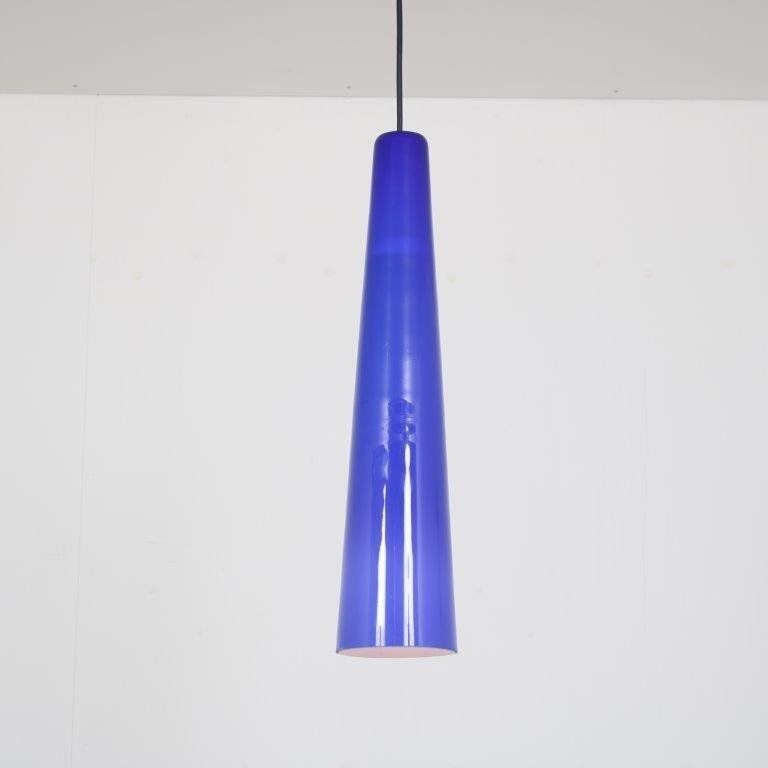 1960s Blue Glass Hanging Lamp By Vistosi, Italy