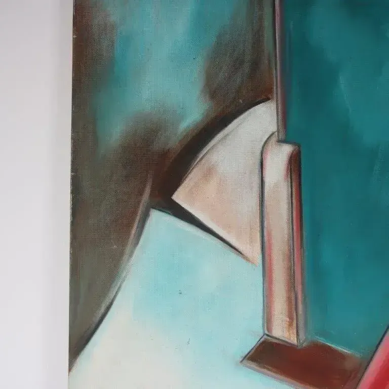 1968 Large Painting “Lasers Give Pictures” By Jan Withofs, Belgium photo vintage