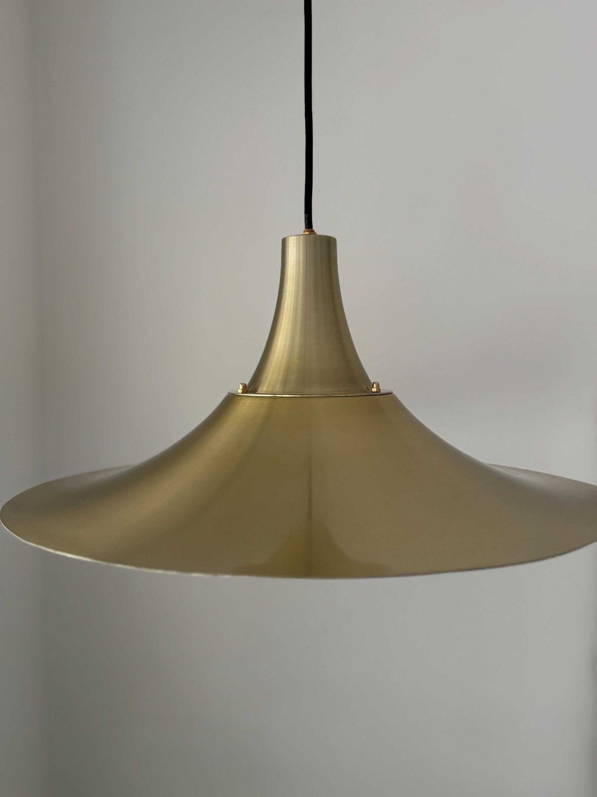 Scandinavian Design "Witch Hat" Golden Pendant Light 1970’s photo furniture