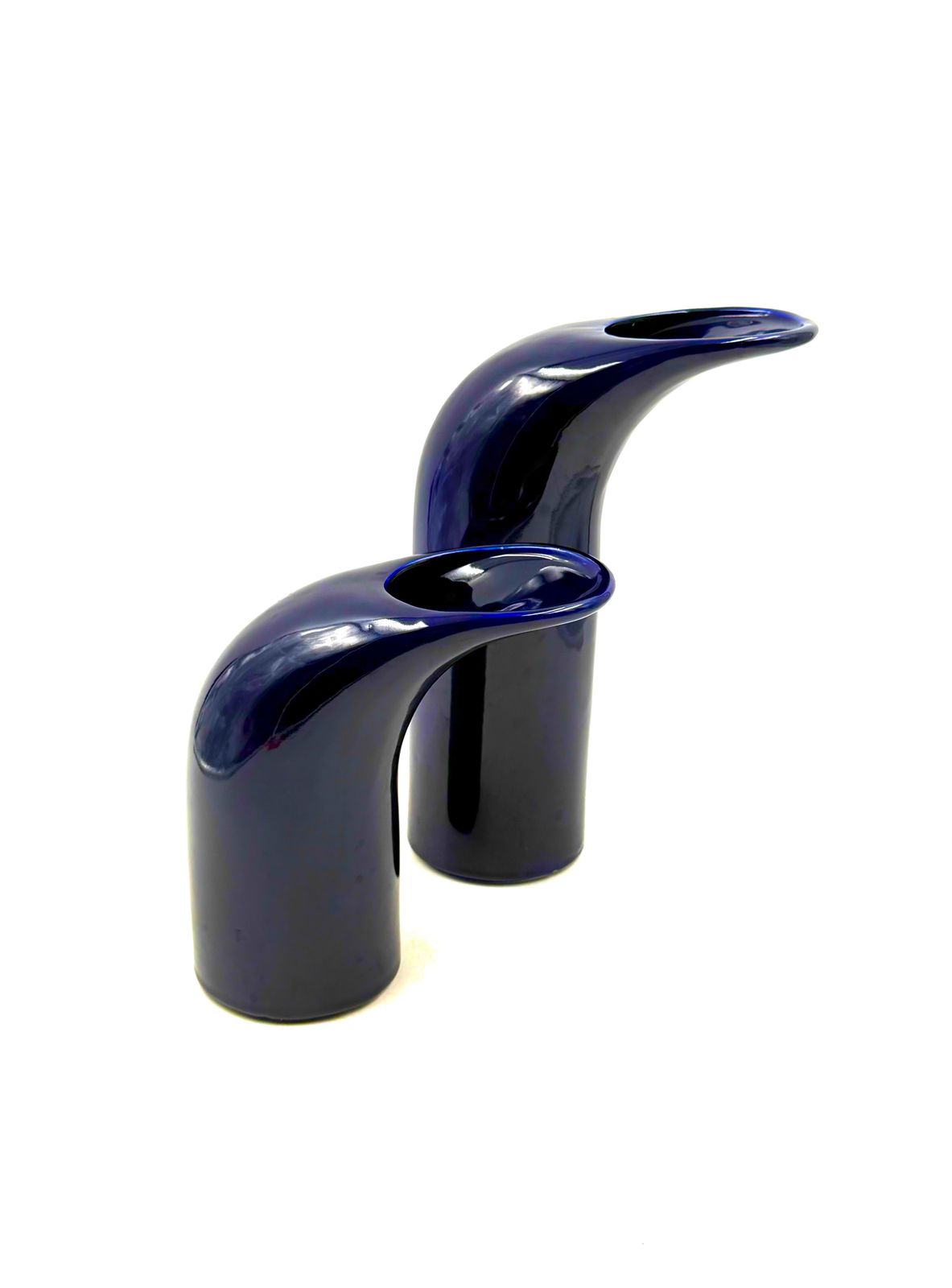 550.0 Space Age Set Of 2 Blue Ceramic Vase, Italy Ca. 1970 photo