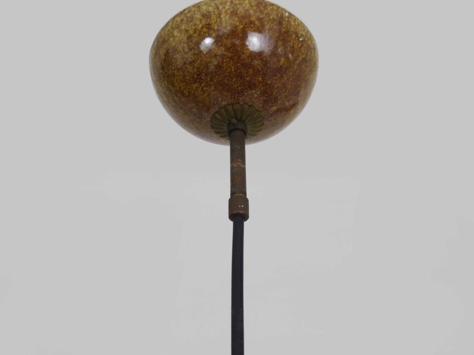 photo furniture Chandelier With 3 Ball Lights In Glazed Sandstone. 50s 60s Stilnovo Italy